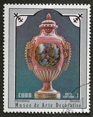 Postal stamp. China vase, 1975