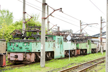 Fototapeta na wymiar electric locomotives, Kostolac, Serbia