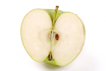 Green apple on white