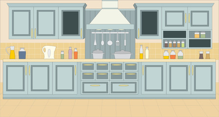 Kitchen furniture. Interiors. vector