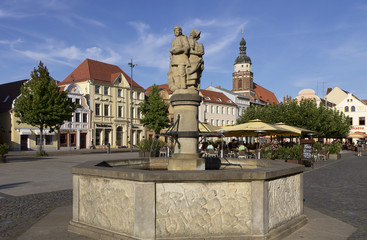 Fountain at the old market in Cottbus