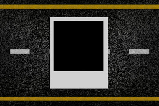 Blank photo on road pattern background