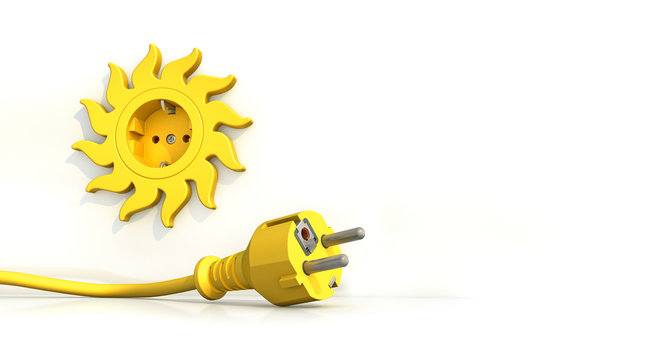 Steckdose Sonne Stecker liegend freigestellt