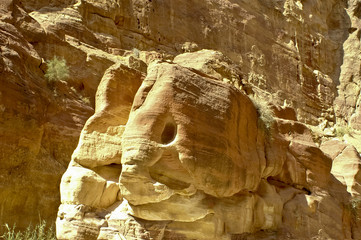 Amazing rock in the shape of an elephant. The Monastery Petra