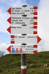 Indicazione sentiero di montagna