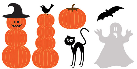 Set of spooky isolated Halloween design elements