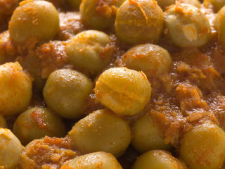 close up of indian green pea curry