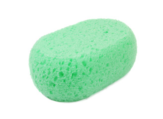 Green sponge isolated on white background