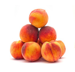 Fresh ripe peaches isolated on white