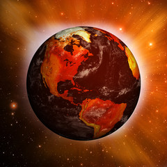 Planet Earth showing North America with Global Warming
