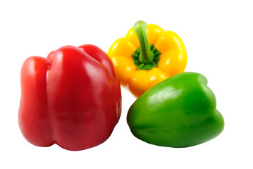 Paprika (Capsicum annuum)  - red, green and yellow bell pepper