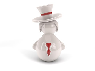 Ceramic man with tie, top hat and hairs