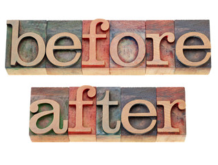 before and after words