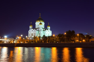 Fototapeta na wymiar Christ the Savior Cathedral in night