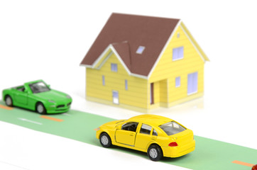 Toy car and model house