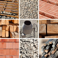 Naklejka premium Construction materials collage
