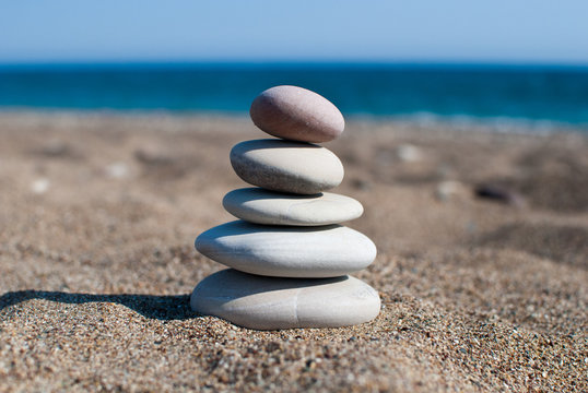 Close-up of pebbles stack