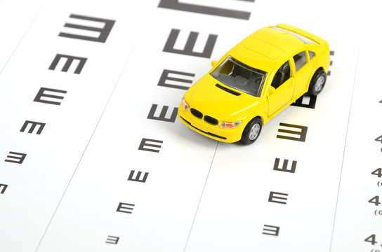 Toy car and eyesight chart