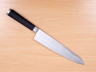 Kitchen knives on wood