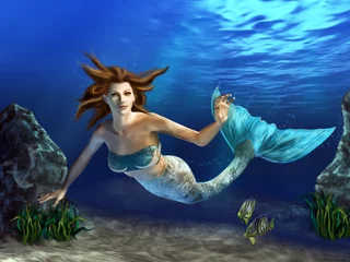 Poster Im Rahmen Schwimmende Meerjungfrau © Andrea Danti