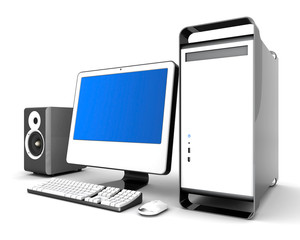 Image of computer technology on a white background isolated