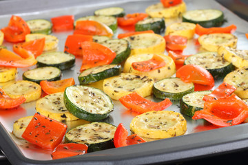 Baked Squash and Peppers