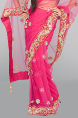 young woman in a beautiful wedding saree,India