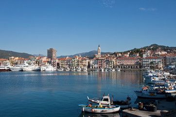 Fototapeta na wymiar Oneglia Harbour Imperia, Liguria