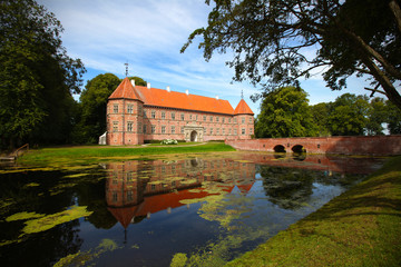 Fototapeta na wymiar Medieval castle with lake in Denmark
