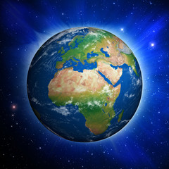 Planet Earth showing Europe and Africa
