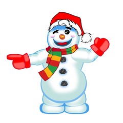 Schneemann mit roter Mütze