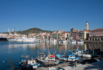 Fototapeta na wymiar Oneglia Harbour Imperia, Liguria