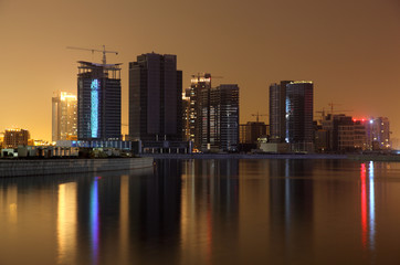 Dubai Business Bay at night, United Arab Emirates