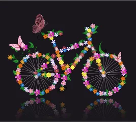 Foto op Plexiglas fiets met bloemen © Aloksa