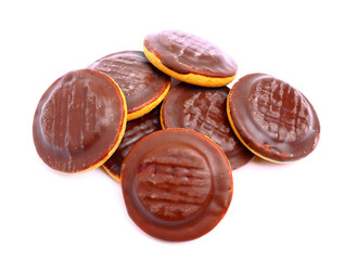 Delicious jelly cookies with chocolate glaze
