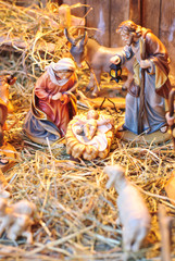 Weihnachtskrippe Holzfiguren