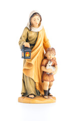 Weihnachtskrippe Schäferin mit Kind Holzfigur