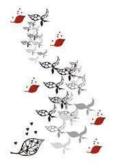 蝶の影　赤い葉　赤いハート　red heart-butterfly's shade