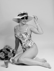 A girl in retro swimsuit