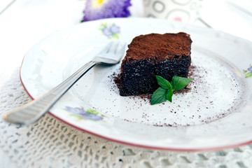 Slice of chocolate cake