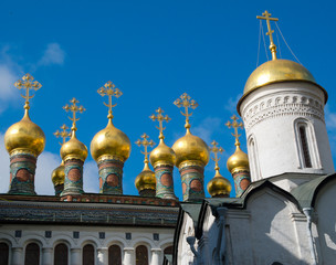 Fragment of exterior of cathedral in Moscow Kremlin