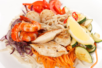 meat with vegetables and noodles