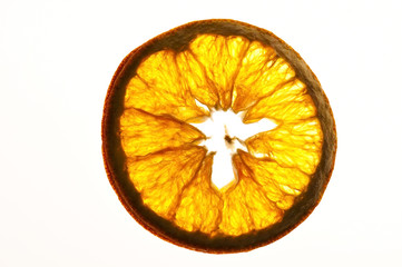 dried orange slices isolated on white background