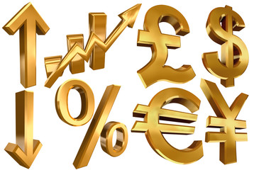 golden economy symbols euro dollar