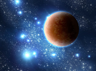 extrasolar planet on star background