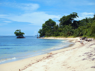 Wild tropical beach in Panama, Central America