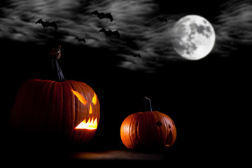 Halloween scary jack'o'lantern pumpkin faces
