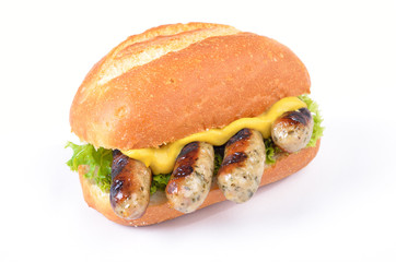 Frisches Brötchen mit Rostbratwürsten