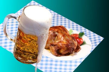 Bier und Grillhähnchen