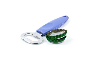 Bottle opener and cap from beer bottles.